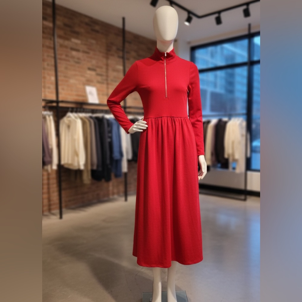 Sport/Casual Red Long Sleeve Dress